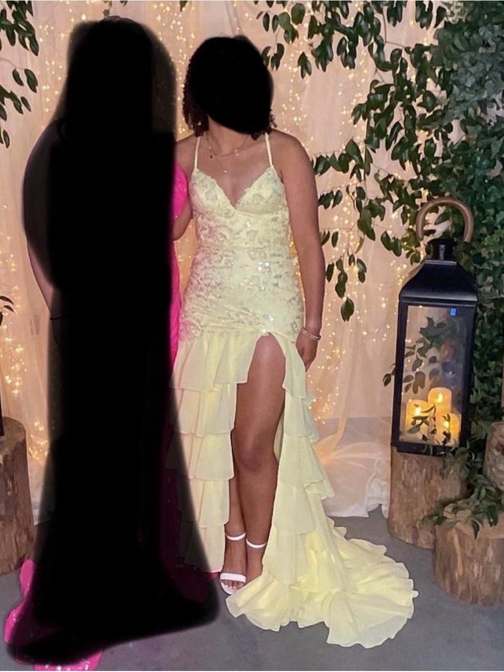 yellow mermaid prom dress